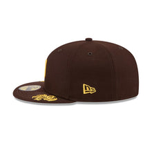 Load image into Gallery viewer, San Diego Padres New Era MLB 59FIFTY 5950 Fitted Cap Hat Brown Crown/Visor Yellow Logo Gray UV (WordMark)
