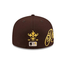 Load image into Gallery viewer, San Diego Padres New Era MLB 59FIFTY 5950 Fitted Cap Hat Brown Crown/Visor Yellow Logo Gray UV (WordMark)
