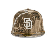 Load image into Gallery viewer, San Diego Padres New Era MLB 59FIFTY 5950 Fitted Cap Hat Real Tree Camo Crown/Visor White Logo Gray UV
