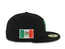 Load image into Gallery viewer, San Diego Padres New Era MLB 59FIFTY 5950 Fitted Cap Hat Black Crown/Visor Green/White/Red Vertical Logo Mexico Flag Side Patch Gray UV
