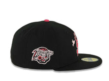 Load image into Gallery viewer, San Diego Padres New Era MLB 59FIFTY 5950 Fitted Cap Hat Black Crown/Visor Magenta/White Logo With Hummingbirds 1998 World Series Side Patch Gray UV
