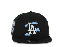 Load image into Gallery viewer, Los Angeles Dodgers New Era MLB 59FIFTY 5950 Fitted Cap Hat Black Crown/Visor White/Sky Blue Cloud Logo 9x World Series Champions Side Patch Gray UV
