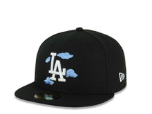 Load image into Gallery viewer, Los Angeles Dodgers New Era MLB 59FIFTY 5950 Fitted Cap Hat Black Crown/Visor White/Sky Blue Cloud Logo 9x World Series Champions Side Patch Gray UV

