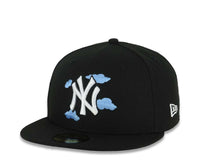 Load image into Gallery viewer, New York Yankees New Era MLB 59FIFTY 5950 Fitted Cap Hat Black Crown/Visor White/Sky Blue Logo With Cloud 2024 World Series Side Patch Gray UV
