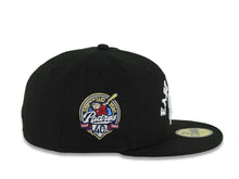 Load image into Gallery viewer, San Diego Padres New Era MLB 59FIFTY 5950 Fitted Cap Hat Black Crown/Visor White East County Script/Text Logo 40th Anniversary Side Patch Gray UV
