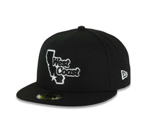 Load image into Gallery viewer, West Coast New Era 59FIFTY 5950 Fitted Cap Hat Black Crown/Visor Black/White Logo 40th Anniversary Side Patch Gray UV
