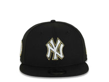 Load image into Gallery viewer, New York Yankees New Era MLB 9FIFTY 950 Snapback Cap Hat Black Crown/Visor White/Black/Metallic Gold Logo Aztec Calendar Side Patch Gray UV
