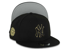 Load image into Gallery viewer, New York Yankees New Era MLB 9FIFTY 950 Snapback Cap Hat Black Crown/Visor Black/Metallic Gold Logo Aztec Calendar Side Patch Gray UV
