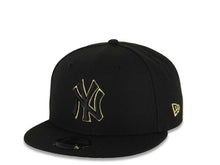 Load image into Gallery viewer, New York Yankees New Era MLB 9FIFTY 950 Snapback Cap Hat Black Crown/Visor Black/Metallic Gold Logo Aztec Calendar Side Patch Gray UV
