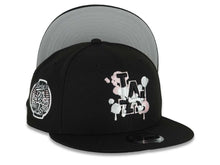 Load image into Gallery viewer, Los Angeles Dodgers New Era MLB 9FIFTY 950 Snapback Cap Hat Black Crown/Visor Black/White/Pink Splatter Logo 2025 World Series Lantern Side Patch
