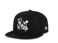 Load image into Gallery viewer, Los Angeles Dodgers New Era MLB 9FIFTY 950 Snapback Cap Hat Black Crown/Visor Black/White/Pink Splatter Logo 2025 World Series Lantern Side Patch
