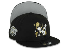Load image into Gallery viewer, New York Yankees New Era MLB 9FIFTY 950 Snapback Cap Hat Black Crown/Visor Black/White/Metallic Gold Splatter Logo 1998 World Series Side Patch
