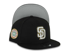 Load image into Gallery viewer, (Youth)San Diego Padres New Era MLB 9FIFTY 950 Kid Snapback Cap Hat Black Crown/Visor White/Black/Gold Logo Aztec Calendar Side Patch Gray UV
