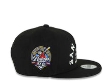 Load image into Gallery viewer, (Youth)San Diego Padres New Era MLB 9FIFTY 950 Snapback Cap Hat Black Crown/Visor White 1969 Major League Baseball Logo 40th Anniversary Side Patch
