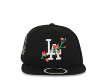 Load image into Gallery viewer, (Youth)Los Angeles Dodgers New Era MLB 59FIFTY 5950 Kid Fitted Cap Hat Black Crown/Visor White/Red Logo With Rose 40th Anniversary Stadium Side Patch
