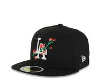 Load image into Gallery viewer, (Youth)Los Angeles Dodgers New Era MLB 59FIFTY 5950 Kid Fitted Cap Hat Black Crown/Visor White/Red Logo With Rose 40th Anniversary Stadium Side Patch
