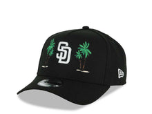 Load image into Gallery viewer, San Diego Padres New Era MLB 9FORTY 940 Adjustable A-Frame Cap Hat Black Crown/Visor White Logo With 2 Palm Trees 20 Years Petcopark Side Patch
