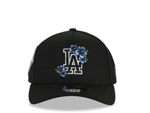 Load image into Gallery viewer, Los Angeles Dodgers New Era MLB 9FORTY 940 Adjustable A-Frame Cap Black Crown/Visor Black/Blue Floral Logo Back To Back World Series Champs Side Patch
