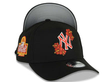 Load image into Gallery viewer, New York Yankees New Era MLB 9FORTY 940 Adjustable A-Frame Cap Hat Black Crown/Visor Red/White Logo With Floral 2024 World Series Side Patch Gray UV
