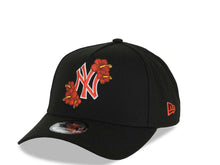 Load image into Gallery viewer, New York Yankees New Era MLB 9FORTY 940 Adjustable A-Frame Cap Hat Black Crown/Visor Red/White Logo With Floral 2024 World Series Side Patch Gray UV
