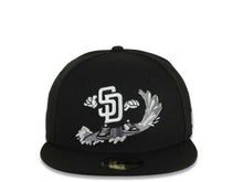 Load image into Gallery viewer, San Diego Padres New Era MLB 59FIFTY 5950 Fitted Cap Hat Black Crown/Visor Black/White/Gray Surfing Logo Gray UV

