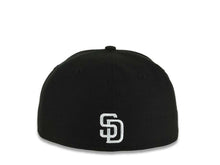 Load image into Gallery viewer, Oceanside California Map New Era 59FIFTY 5950 Fitted Cap Hat Black Crown/Visor Black/White Logo South Bay Pier Side Patch Gray UV
