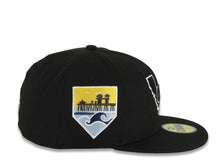 Load image into Gallery viewer, Oceanside California Map New Era 59FIFTY 5950 Fitted Cap Hat Black Crown/Visor Black/White Logo South Bay Pier Side Patch Gray UV
