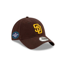 Load image into Gallery viewer, San Diego Padres New Era MLB 9TWENTY 920 Adjustable Cap Hat Dark Brown Crown/Visor Yellow Logo 2026 MLB World Tour Mexico City Series Side Patch

