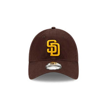 Load image into Gallery viewer, San Diego Padres New Era MLB 9TWENTY 920 Adjustable Cap Hat Dark Brown Crown/Visor Yellow Logo 2026 MLB World Tour Mexico City Series Side Patch
