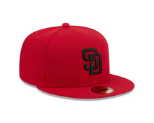 Load image into Gallery viewer, San Diego Padres New Era MLB 59FIFTY 5950 Fitted Cap Hat Red Crown/Visor Black Logo Gray UV
