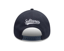 Load image into Gallery viewer, Sultanes de Monterrey New Era 9FORTY 940 Adjustable A-Frame Cap Hat Navy Blue Crown/Visor White Multi Logo Gray UV
