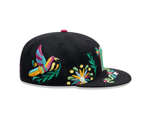 Load image into Gallery viewer, Mexico New Era 59FIFTY 5950 Fitted Cap Hat Black Crown/Visor White/Blue/Green Logo Gray UV (Latin Embroidery)
