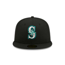 Load image into Gallery viewer, Seattle Mariners New Era MLB 59FIFTY 5950 Fitted Cap Hat Black Crown/Visor Team Color Logo Gray UV

