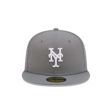 Load image into Gallery viewer, New York Mets New Era MLB 59FIFTY 5950 Fitted Cap Hat Gray Crown/Visor White Logo Gray UV

