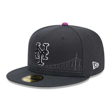 Load image into Gallery viewer, New York Mets New Era MLB 59FIFTY 5950 Fitted Cap Hat Dark Gray Crown/Visor Black/White Logo (2024 City Connect)
