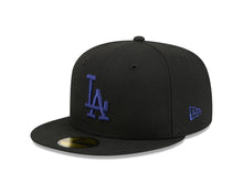 Load image into Gallery viewer, Los Angeles Dodgers New Era MLB 59FIFTY 5950 Fitted Cap Hat Black Crown/Visor Royal Blue Logo Gray UV
