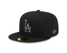 Load image into Gallery viewer, Los Angeles Dodgers New Era MLB 59FIFTY 5950 Fitted Cap Hat Black Crown/Visor Dark Gray Logo Gray UV

