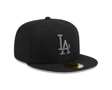 Load image into Gallery viewer, Los Angeles Dodgers New Era MLB 59FIFTY 5950 Fitted Cap Hat Black Crown/Visor Dark Gray Logo Gray UV
