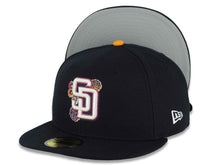 Load image into Gallery viewer, San Diego Padres New Era MLB 59FIFTY 5950 Fitted Cap Hat Navy Crown/Visor Chrome White City Connect 2026 Front Logo Wordmark Back Logo Gray UV
