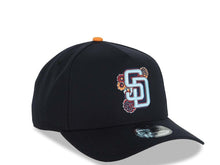 Load image into Gallery viewer, San Diego Padres New Era MLB 9FORTY 940 Adjustable A-Frame Cap Hat Navy Blue Crown/Visor Light Sky Blue/Pink Logo (2026 City Connect Batting Practice)
