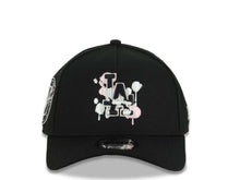 Load image into Gallery viewer, Los Angeles Dodgers New Era MLB 9FORTY 940 Adjustable A-Frame Cap Hat Black Crown/Visor Black Splatter Logo Back To Back World Series Champ Side Patch
