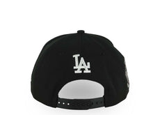 Load image into Gallery viewer, Los Angeles Dodgers New Era MLB 9FORTY 940 Adjustable A-Frame Cap Hat Black Crown/Visor Black Splatter Logo Back To Back World Series Champ Side Patch
