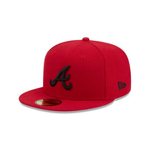 Load image into Gallery viewer, Atlanta Braves New Era MLB 59FIFTY 5950 Fitted Cap Hat Red Crown/Visor Black Logo Gray UV
