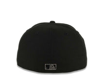 Load image into Gallery viewer, San Diego Padres New Era MLB 59FIFTY 5950 Fitted Cap Hat Black Crown/Visor Metallic Dark Gray Logo 25th Anniversary Side Patch Gray UV
