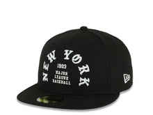Load image into Gallery viewer, New York Yankees New Era MLB 59FIFTY 5950 Fitted Cap Hat Black Crown/Visor White 1903 Major League Baseball Logo 2024 World Series Side Patch Gray UV
