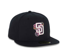 Load image into Gallery viewer, San Diego Padres New Era MLB 59FIFTY 5950 Fitted Cap Hat Navy Blue Crown/Visor White/Magenta Logo Gray UV (2026 City Connect Batting Practice)
