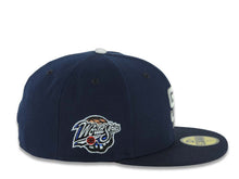 Load image into Gallery viewer, San Diego Padres New Era MLB 59FIFTY 5950 Fitted Cap Hat Navy Blue Crown/Visor Metallic White/Metallic Dark Gray Logo 1998 World Series Side Patch

