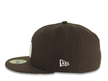 Load image into Gallery viewer, San Diego Padres New Era MLB 59FIFTY 5950 Fitted Cap Hat Brown Crown/Visor Cream/Dark Brown Logo 20 Years Petco Park Side Patch Gray UV
