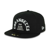Load image into Gallery viewer, Los Angeles Dodgers New Era MLB 59FIFTY 5950 Fitted Cap Black Crown/Visor White 1958 Major League Baseball Logo 2025 World Series Champions Side Patch
