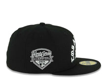Load image into Gallery viewer, Los Angeles Dodgers New Era MLB 59FIFTY 5950 Fitted Cap Black Crown/Visor White 1958 Major League Baseball Logo 2025 World Series Champions Side Patch
